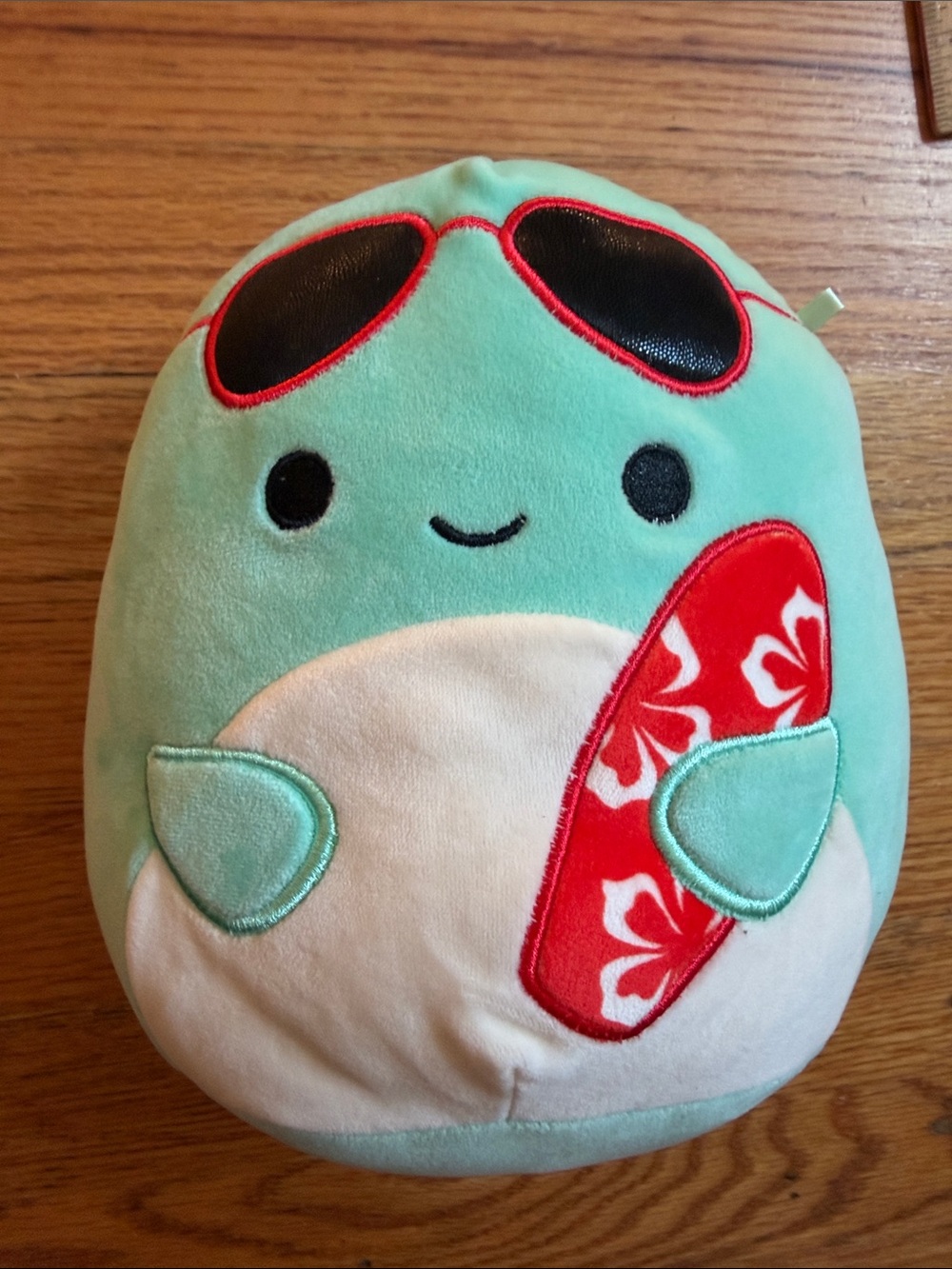 Squishmallow Sea Creature- Mint with Red Surfboard